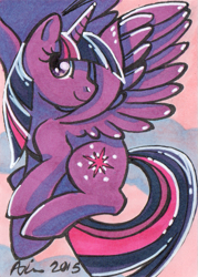 Size: 501x700 | Tagged: safe, artist:alienfirst, character:twilight sparkle, character:twilight sparkle (alicorn), species:alicorn, species:pony, female, mare, solo, traditional art