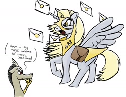Size: 1600x1232 | Tagged: safe, artist:bronybiscuitbites, character:derpy hooves, character:discord, species:alicorn, species:pony, alicornified, derpicorn, race swap