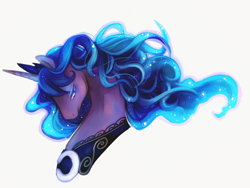 Size: 700x526 | Tagged: source needed, safe, artist:theuselesstoe, character:princess luna, bust, colored pupils, female, profile, simple background, solo