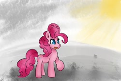 Size: 1095x730 | Tagged: safe, artist:scarletcurl, character:pinkie pie, female, pink, solo