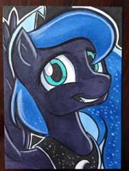 Size: 2448x3264 | Tagged: safe, artist:joshuadraws, character:princess luna, female, grin, solo, traditional art