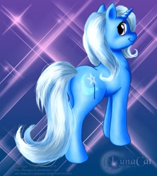 Size: 711x800 | Tagged: safe, artist:flyingpony, character:trixie, smiling