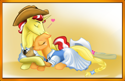 Size: 919x598 | Tagged: safe, artist:moostargazer, character:applejack, character:flim, ship:flimjack, female, male, shipping, straight