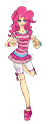 Size: 728x1863 | Tagged: safe, artist:lucyhikarikitsune, character:pinkie pie, species:human, clothing, female, humanized, peace sign, simple background, solo, white background