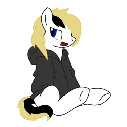 Size: 700x700 | Tagged: safe, artist:dorky-oreo-pone, oc, oc only, oc:rory gigabyte, species:pony, clothing, hoodie, male, missing accessory, simple background, solo, stallion, white background