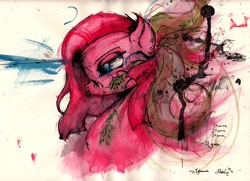 Size: 3483x2527 | Tagged: safe, artist:il-phantom, character:pinkamena diane pie, character:pinkie pie, female, high res, solo, traditional art, watercolor painting