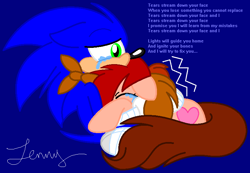 Size: 782x542 | Tagged: safe, artist:heartinarosebud, character:sonic the hedgehog, oc, oc only, crossover, crying, duo, poem, signature, sonic the hedgehog (series)