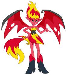 Size: 3500x4000 | Tagged: safe, artist:ponyalfonso, character:sunset satan, character:sunset shimmer, equestria girls:equestria girls, g4, my little pony: equestria girls, my little pony:equestria girls, absurd resolution, bat wings, clothing, demon, fangs, female, inkscape, simple background, solo, sunset satan, transparent background, vector, wings