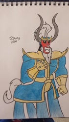 Size: 581x1032 | Tagged: safe, artist:jcking101, character:lord tirek, clothing, gloves, infinity gauntlet, infinity gems, male, solo, thanos, traditional art, xk-class end-of-the-world scenario