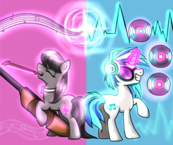 Size: 600x504 | Tagged: safe, artist:ognifireheart, character:dj pon-3, character:octavia melody, character:vinyl scratch, backwards cutie mark, duo