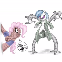 Size: 2268x2268 | Tagged: safe, artist:neroscottkennedy, character:dj pon-3, character:pinkie pie, character:vinyl scratch, doctor octopus, high res, spider-man