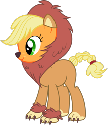 Size: 1365x1593 | Tagged: safe, artist:timelordomega, character:applejack, episode:scare master, g4, my little pony: friendship is magic, applelion, big cat, clothing, costume, female, lion, nightmare night, nightmare night costume, simple background, solo, transparent background, vector