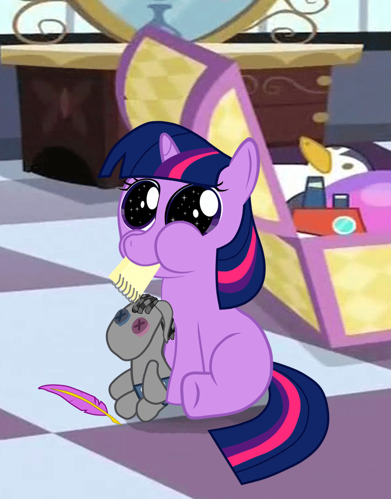 Size: 777x991 | Tagged: safe, artist:keanno, character:smarty pants, character:twilight sparkle, animated, chewing, cute, female, filly, notebook, notes, puffy cheeks, quill, twiabetes