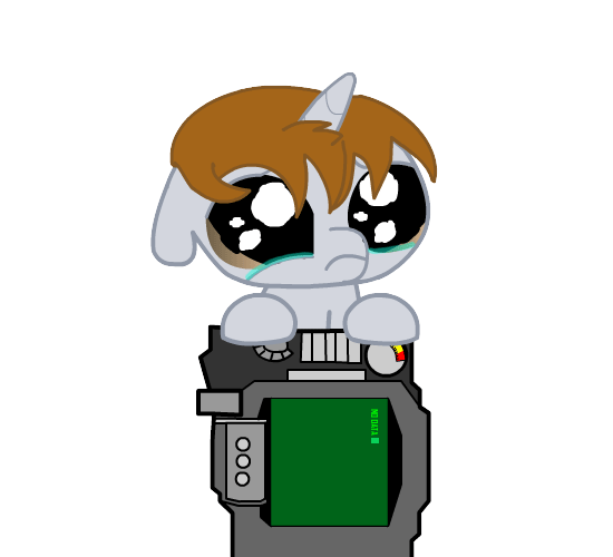 Size: 550x500 | Tagged: safe, artist:keanno, oc, oc only, oc:littlepip, species:pony, species:unicorn, fallout equestria, animated, crying, emotional warfare, fanfic, fanfic art, female, filly, foal, gif, hooves, horn, pipbuck, simple background, solo, transparent background
