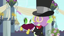 Size: 640x360 | Tagged: safe, artist:capnpea, edit, edited screencap, screencap, character:spike, episode:a canterlot wedding, g4, my little pony: friendship is magic, eyes, face swap, fimbriae, male, ring, solo, wat