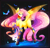 Size: 2022x1922 | Tagged: safe, artist:koveliana, character:angel bunny, character:flutterbat, character:fluttershy, species:bat pony, species:pony, g4, bat wings, chromatic aberration, clothing, color porn, female, looking at you, mare, raised hoof, socks, spread wings, striped socks, wings