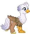 Size: 104x120 | Tagged: safe, artist:botchan-mlp, oc, oc only, oc:silver quill, species:classical hippogriff, species:hippogriff, desktop ponies, animated, pixel art, simple background, solo, sprite, transparent background, trotting, walk cycle, walking