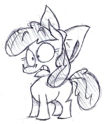 Size: 640x763 | Tagged: safe, artist:capnpea, character:apple bloom, species:earth pony, species:pony, black and white, female, filly, grayscale, monochrome, traditional art
