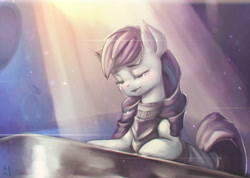 Size: 2480x1768 | Tagged: safe, artist:mrs1989, character:coloratura, species:earth pony, species:pony, episode:the mane attraction, g4, my little pony: friendship is magic, clothing, crying, eyes closed, female, mare, piano, rara, scene interpretation, solo
