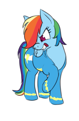 Size: 367x561 | Tagged: safe, artist:calorie, character:rainbow dash, species:pegasus, species:pony, chubby, fat, female, solo, tight clothing, wonderbolts uniform