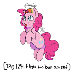 Size: 1280x1327 | Tagged: safe, artist:notenoughapples, character:pinkie pie, clothing, female, flying, hat, propeller hat, simple background, solo, tongue out, transparent background