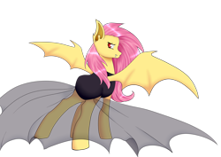 Size: 4092x2893 | Tagged: safe, artist:nalenthi, artist:notenoughapples, character:flutterbat, character:fluttershy, species:bat pony, species:pony, clothing, collaboration, female, looking back, solo