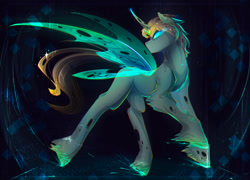 Size: 2650x1910 | Tagged: safe, artist:koveliana, oc, oc only, oc:alchentra, species:changeling, chromatic aberration, color porn, solo