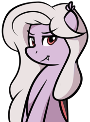 Size: 1067x1440 | Tagged: safe, artist:furrgroup, oc, oc only, oc:violet thorn, species:bat pony, species:pony, fangs, solo, unamused