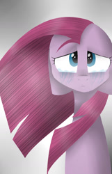 Size: 900x1395 | Tagged: safe, artist:despotshy, character:pinkamena diane pie, character:pinkie pie, crying, female, solo, windswept mane