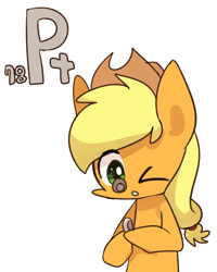 Size: 800x1000 | Tagged: safe, artist:joycall6, character:applejack, series:joycall6's periodic table, female, loupe, periodic table, platinum, solo