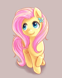 Size: 800x1000 | Tagged: safe, artist:ninjaham, character:fluttershy, species:pegasus, species:pony, butterfly, female, sitting, smiling, solo