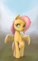 Size: 1592x2532 | Tagged: safe, artist:mrs1989, character:fluttershy, female, looking at you, raised hoof, solo