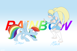 Size: 2400x1600 | Tagged: safe, artist:mofetafrombrooklyn, character:rainbow dash, crossover, rainbow mika, street fighter