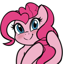 Size: 1044x1064 | Tagged: safe, artist:furrgroup, character:pinkie pie, species:earth pony, species:pony, blushing, female, looking at you, mare, simple background, smiling, solo, white background
