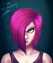 Size: 1800x2150 | Tagged: safe, artist:elzzombie, character:pinkamena diane pie, character:pinkie pie, species:human, female, humanized, solo