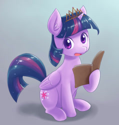 Size: 950x1000 | Tagged: safe, artist:ninjaham, character:twilight sparkle, character:twilight sparkle (alicorn), species:alicorn, species:pony, book, female, looking at you, mare, new crown, solo, tiara