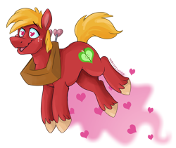 Size: 900x760 | Tagged: safe, artist:spainfischer, character:big mcintosh, species:earth pony, species:pony, floating, heart, heart eyes, male, open mouth, simple background, smiling, solo, stallion, transparent background, wavy mouth, wingding eyes