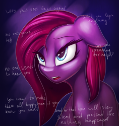 Size: 1024x1086 | Tagged: safe, artist:elzzombie, character:pinkamena diane pie, character:pinkie pie, depression, feels, female, safe but monumentally depressing, solo