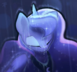 Size: 7107x6600 | Tagged: safe, artist:darkflame75, character:princess luna, species:alicorn, species:pony, eyes closed, female, mare, rain, solo