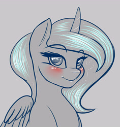 Size: 3500x3700 | Tagged: safe, artist:elzzombie, character:princess luna, blushing, female, monochrome, solo