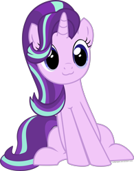 Size: 6000x7683 | Tagged: safe, artist:arifproject, character:starlight glimmer, species:pony, species:unicorn, spoiler:s06, :3, absurd resolution, catface, cute, female, glimmerbetes, leaning, mare, new hairstyle, simple background, sitting, sitting catface meme, smiling, solo, transparent background, vector