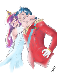 Size: 4400x5600 | Tagged: safe, artist:mrscurlystyles, character:princess cadance, character:shining armor, species:human, ship:shiningcadance, absurd resolution, female, hug, humanized, husband and wife, male, shipping, straight