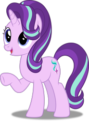 Size: 3696x5000 | Tagged: safe, artist:dashiesparkle edit, artist:illumnious, edit, character:starlight glimmer, species:pony, species:unicorn, ponyscape, episode:the crystalling, g4, my little pony: friendship is magic, .svg available, absurd resolution, cute, female, full body, glimmerbetes, mare, open mouth, raised hoof, simple background, smiling, solo, transparent background, vector, vector edit