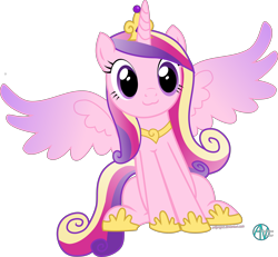 Size: 5000x4615 | Tagged: safe, artist:arifproject, character:princess cadance, species:pony, :3, absurd resolution, behaving like a cat, catface, cute, cutedance, female, meme, simple background, sitting, sitting catface meme, solo, spread wings, transparent background, wings