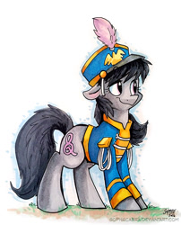 Size: 647x800 | Tagged: safe, artist:spainfischer, character:octavia melody, background pony, clothing, female, marching band, marching band uniform, signature, solo, traditional art, younger