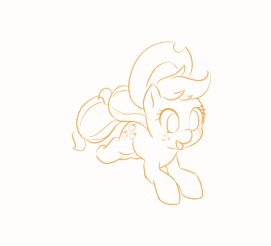 Size: 560x509 | Tagged: safe, artist:dstears, character:applejack, species:pony, animated, cute, female, happy, jackabetes, jumping, monochrome, silly, silly pony, solo, who's a silly pony