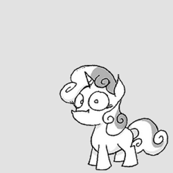 Size: 625x625 | Tagged: safe, artist:capnpea, character:sweetie belle, species:pony, species:unicorn, black and white, female, filly, grayscale, monochrome