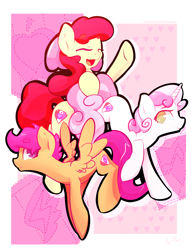 Size: 6600x8400 | Tagged: safe, artist:darkflame75, character:apple bloom, character:scootaloo, character:sweetie belle, species:earth pony, species:pegasus, species:pony, species:unicorn, abstract background, cutie mark, cutie mark crusaders, eyes closed, female, filly, the cmc's cutie marks