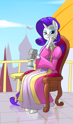 Size: 865x1475 | Tagged: safe, artist:metal-kitty, character:rarity, species:anthro, species:unguligrade anthro, clothing, dress, female, goblet, solo