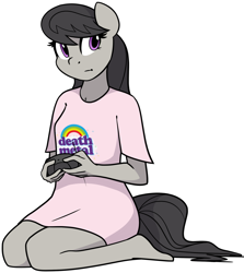 Size: 1280x1434 | Tagged: safe, artist:furrgroup, character:octavia melody, species:anthro, species:plantigrade anthro, clothing, controller, cute, female, shirt, solo, video game